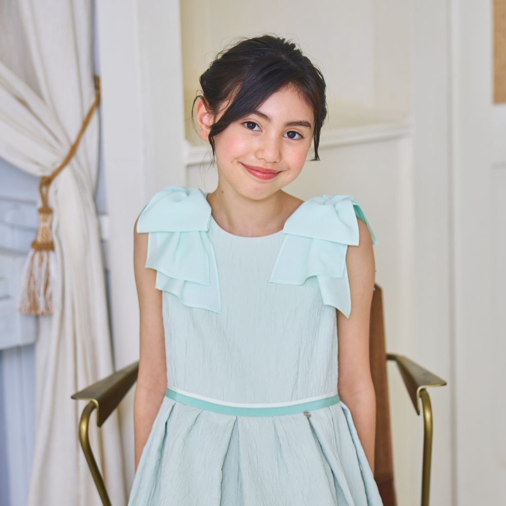 【ジュニア】肩リボンジャカードドレス 140 150cm (8536-2303scl) CHOPIN/ショパン