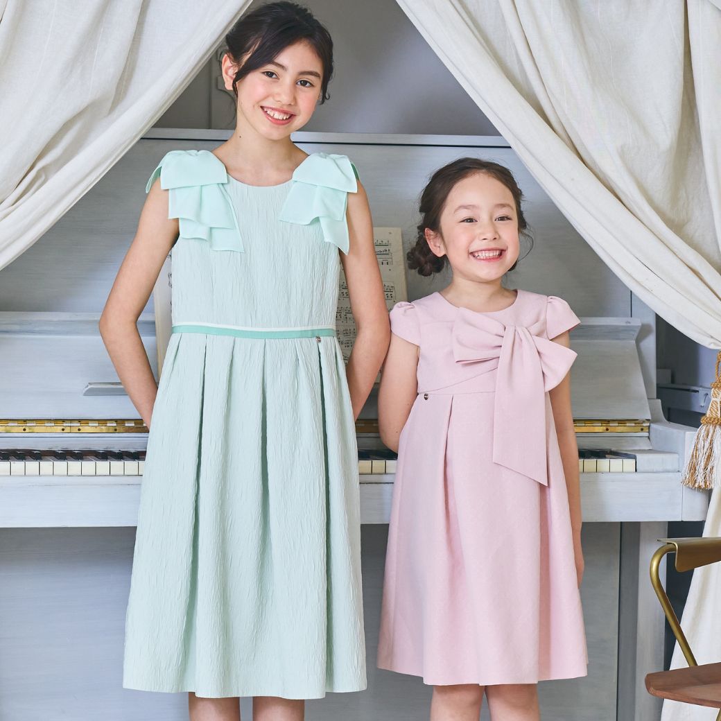 【ジュニア】肩リボンジャカードドレス 140 150cm (8536-2303scl) CHOPIN/ショパン