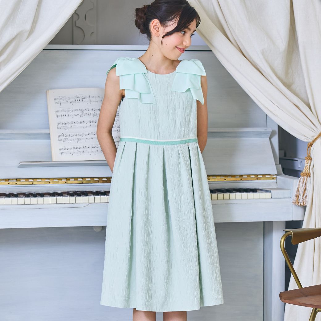 【ジュニア】肩リボンジャカードドレス 140 150cm (8536-2303scl) CHOPIN/ショパン