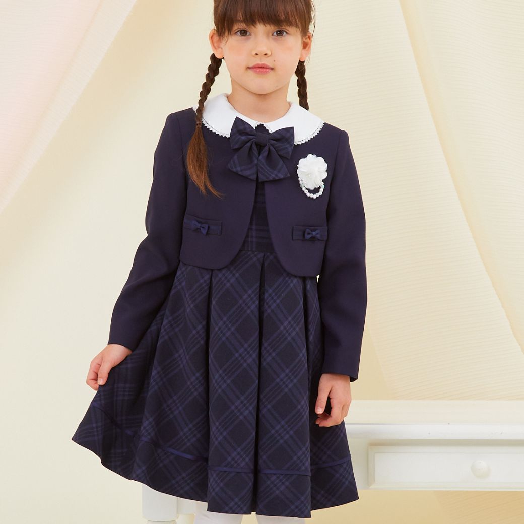 【限定OUTLETセール15%OFF】 格子柄アンサンブル 130cm(8101-9301-2)