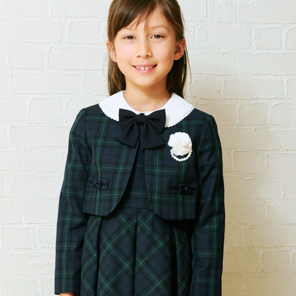 【限定OUTLETセール15%OFF】 格子柄アンサンブル 130cm(8101-9301-2)