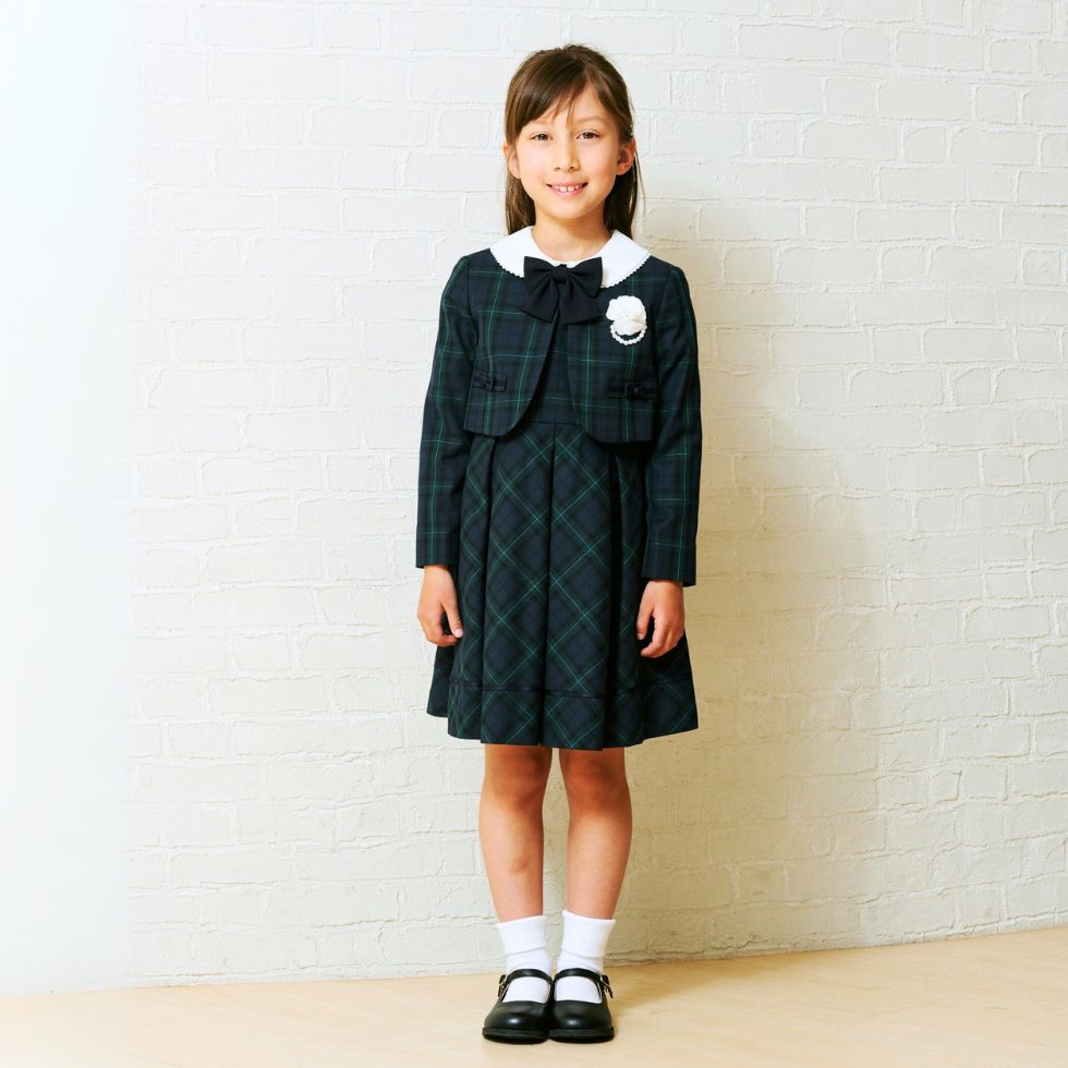 【限定OUTLETセール15%OFF】 格子柄アンサンブル 130cm(8101-9301-2)