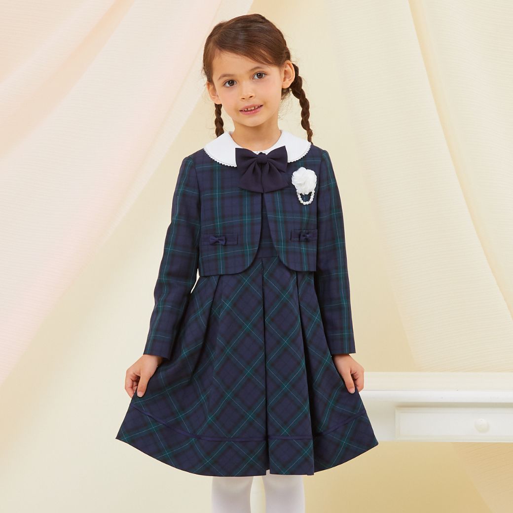 【限定OUTLETセール15%OFF】 格子柄アンサンブル 130cm(8101-9301-2)