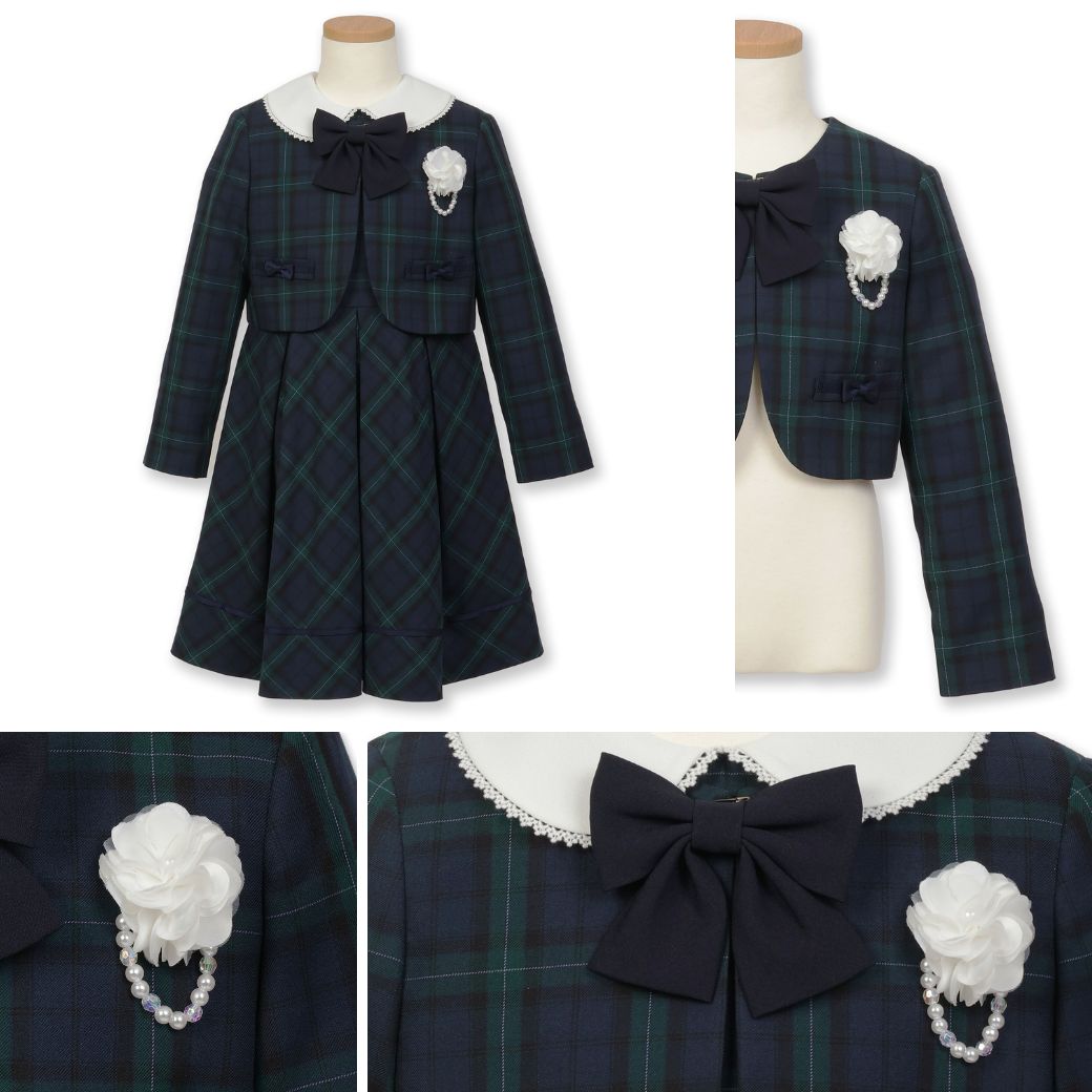 【限定OUTLETセール15%OFF】 格子柄アンサンブル 130cm(8101-9301-2)