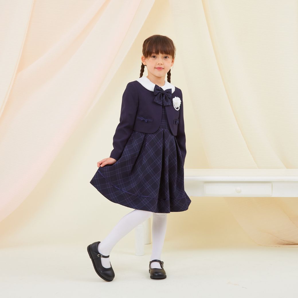 【限定OUTLETセール15%OFF】 格子柄アンサンブル 130cm(8101-9301-2)