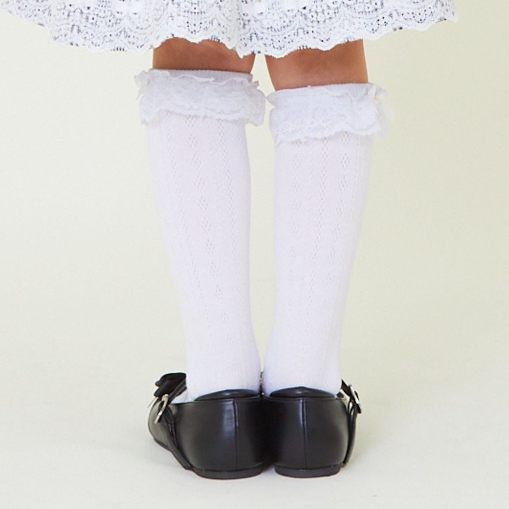 8490-0001 フリルハイソックス 13~24cm CHOPIN/ショパン【11月1日価格改定】