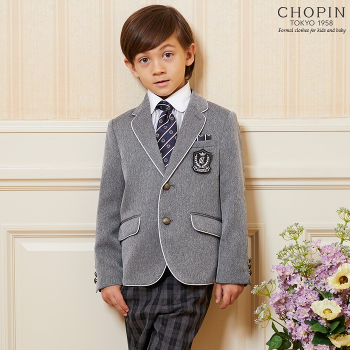 【廃版アウトレットセール34%OFF】格子柄パンツのパイピングジャケットスーツ 130cm (8901-5402)