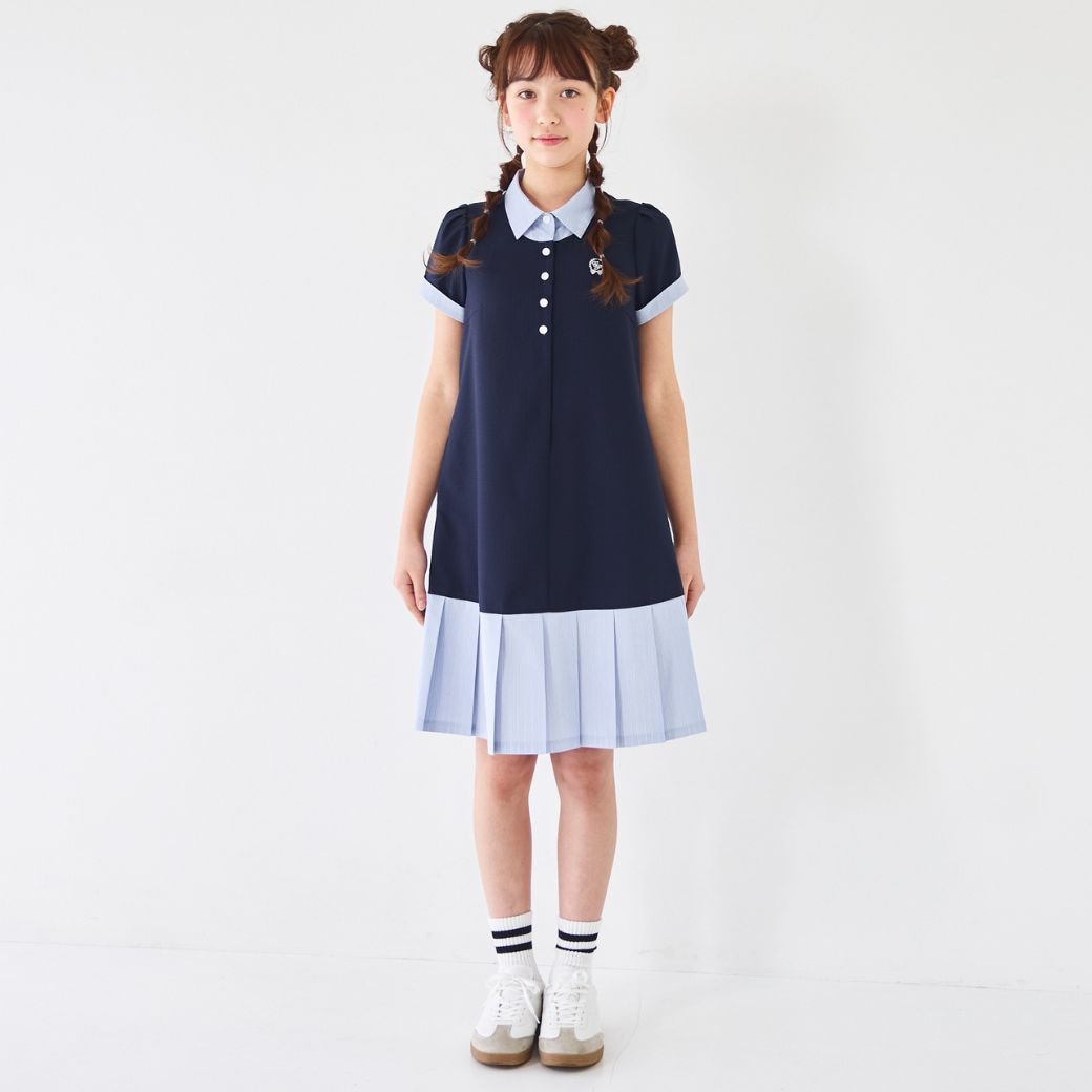 ジュニア】COOLMAX Aライン裾プリーツワンピース 140 150 160cm (8636