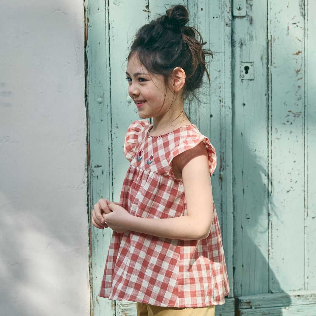 【FINALセール40%OFF】コットンフリルチューリップ刺繍チュニック 90 100 110 120 130 140cm (2533-7110/2533-7327) utremi/ユトレミ