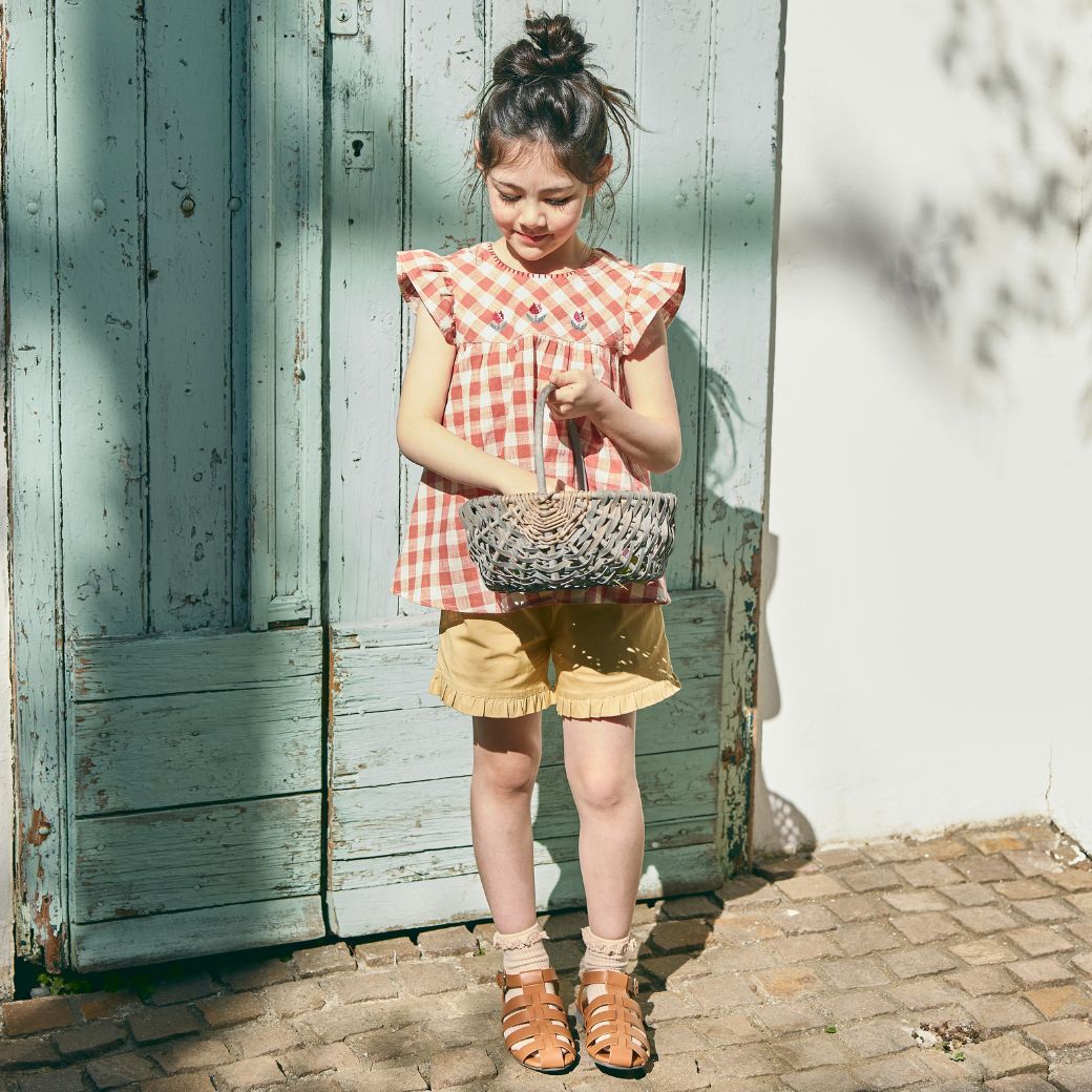 【FINALセール40%OFF】コットンフリルチューリップ刺繍チュニック 90 100 110 120 130 140cm (2533-7110/2533-7327) utremi/ユトレミ