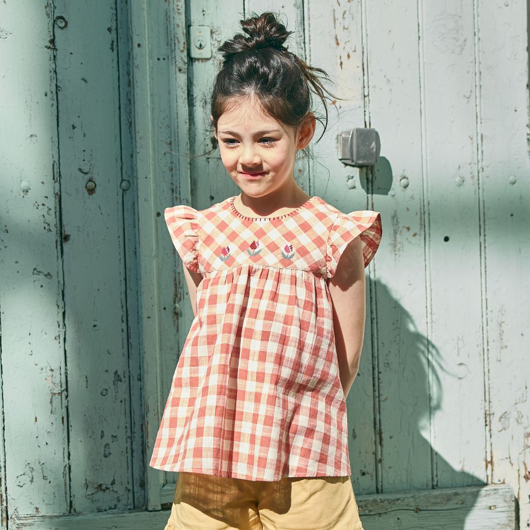 【FINALセール40%OFF】コットンフリルチューリップ刺繍チュニック 90 100 110 120 130 140cm (2533-7110/2533-7327) utremi/ユトレミ