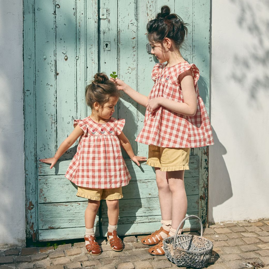 【FINALセール40%OFF】コットンフリルチューリップ刺繍チュニック 90 100 110 120 130 140cm (2533-7110/2533-7327) utremi/ユトレミ