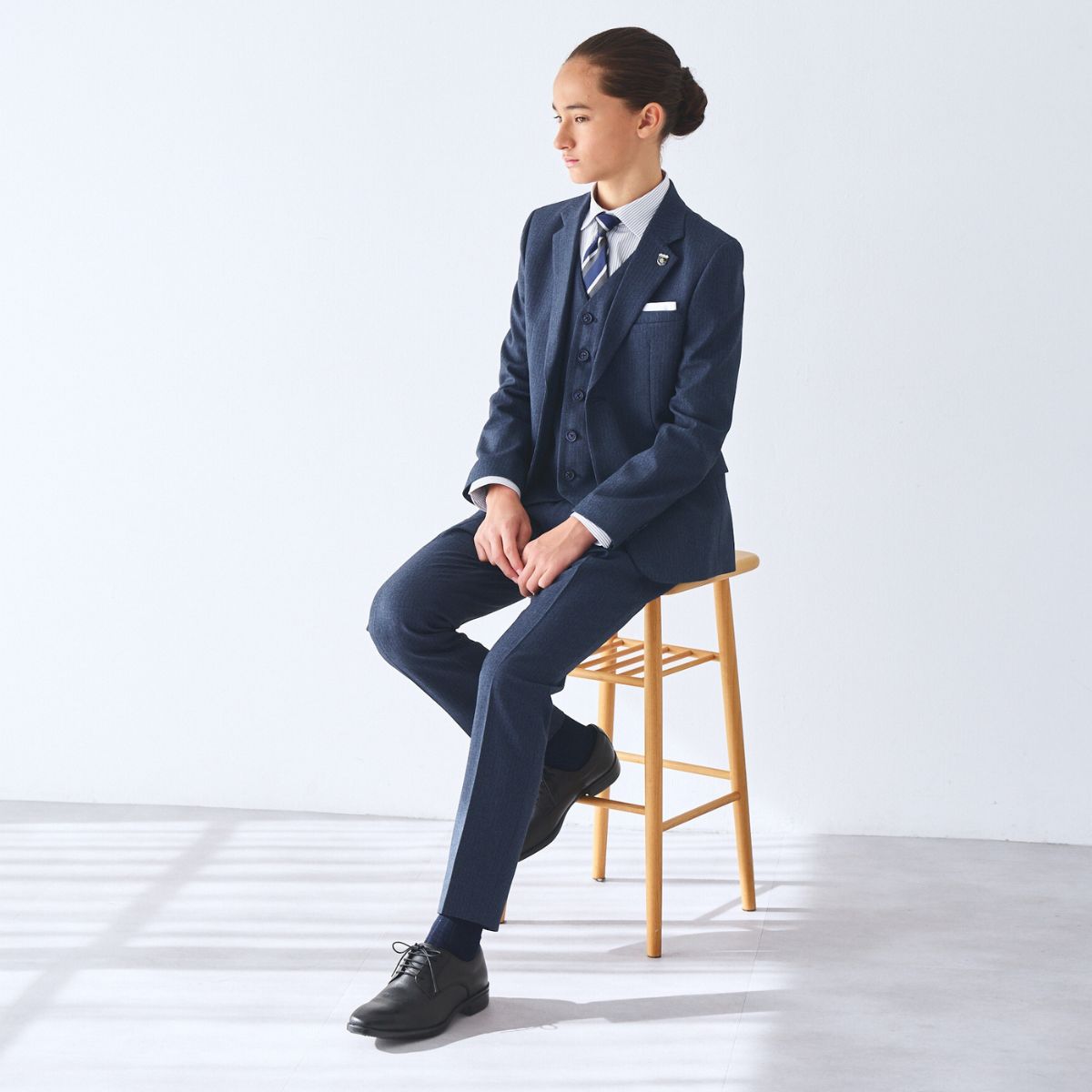 ストライプスリーピーススーツセット 140 150 160 170cm (8371-5604