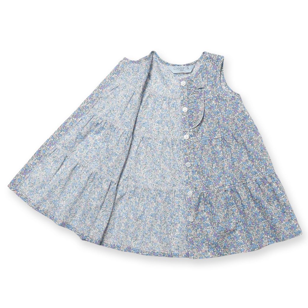 【ファイナルセール50%OFF】フラワーティアードワンピース 90 100cm (2436-7168) CHOPINblue/ショパンブルー