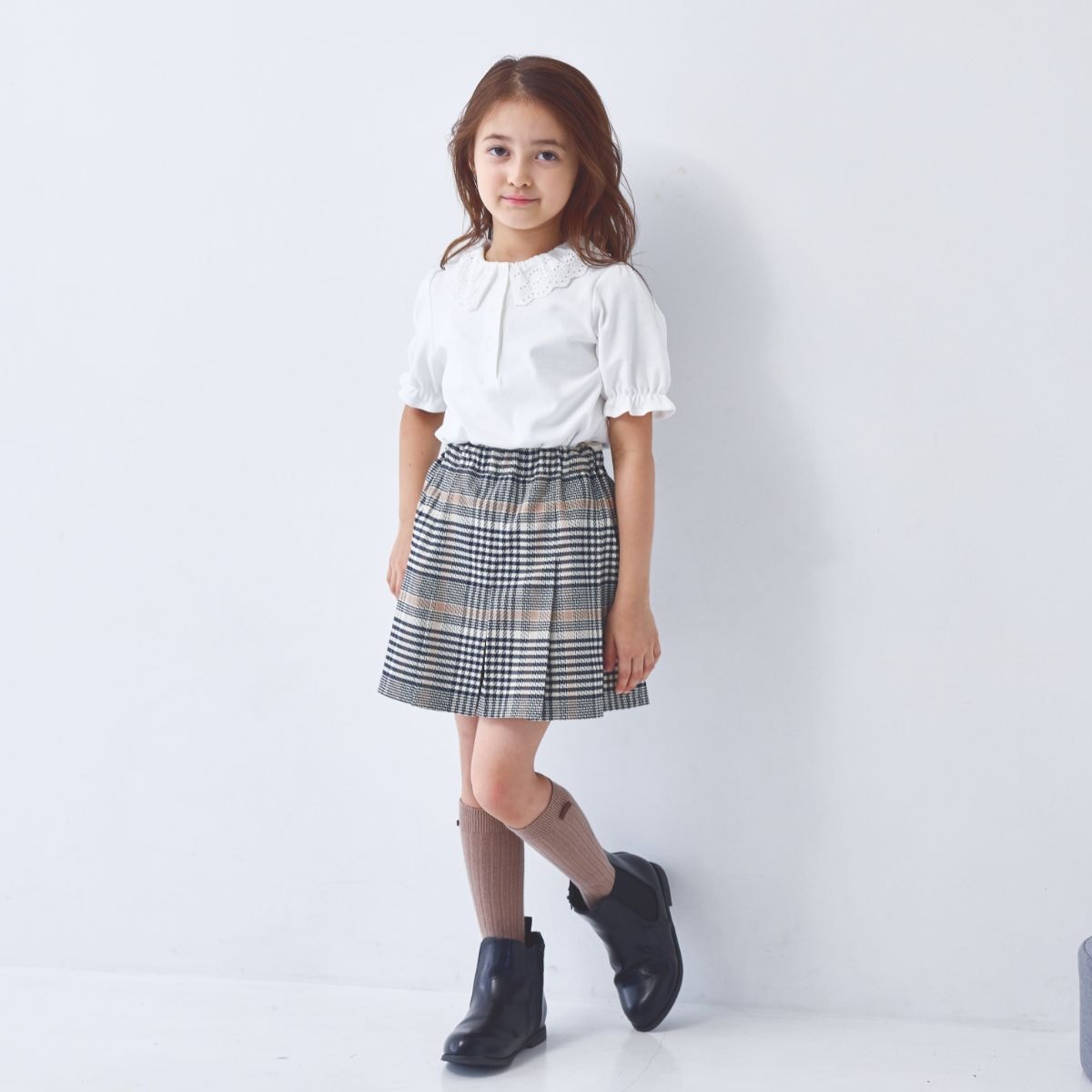 スムースブラウス(半袖) 90 100 110 120 130 140cm (2573-7300) CHOPIN blue/ショパン ブルー