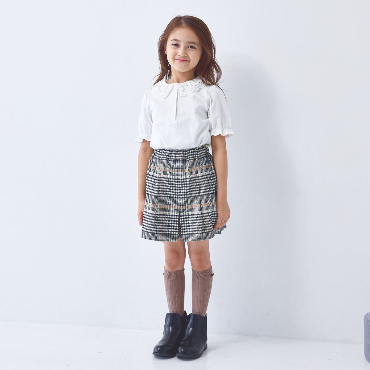 スムースブラウス(半袖) 90 100 110 120 130 140cm (2573-7300) CHOPIN blue/ショパン ブルー