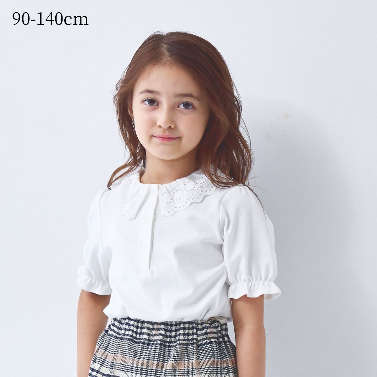 スムースブラウス(半袖) 90 100 110 120 130 140cm (2573-7300) CHOPIN blue/ショパン ブルー