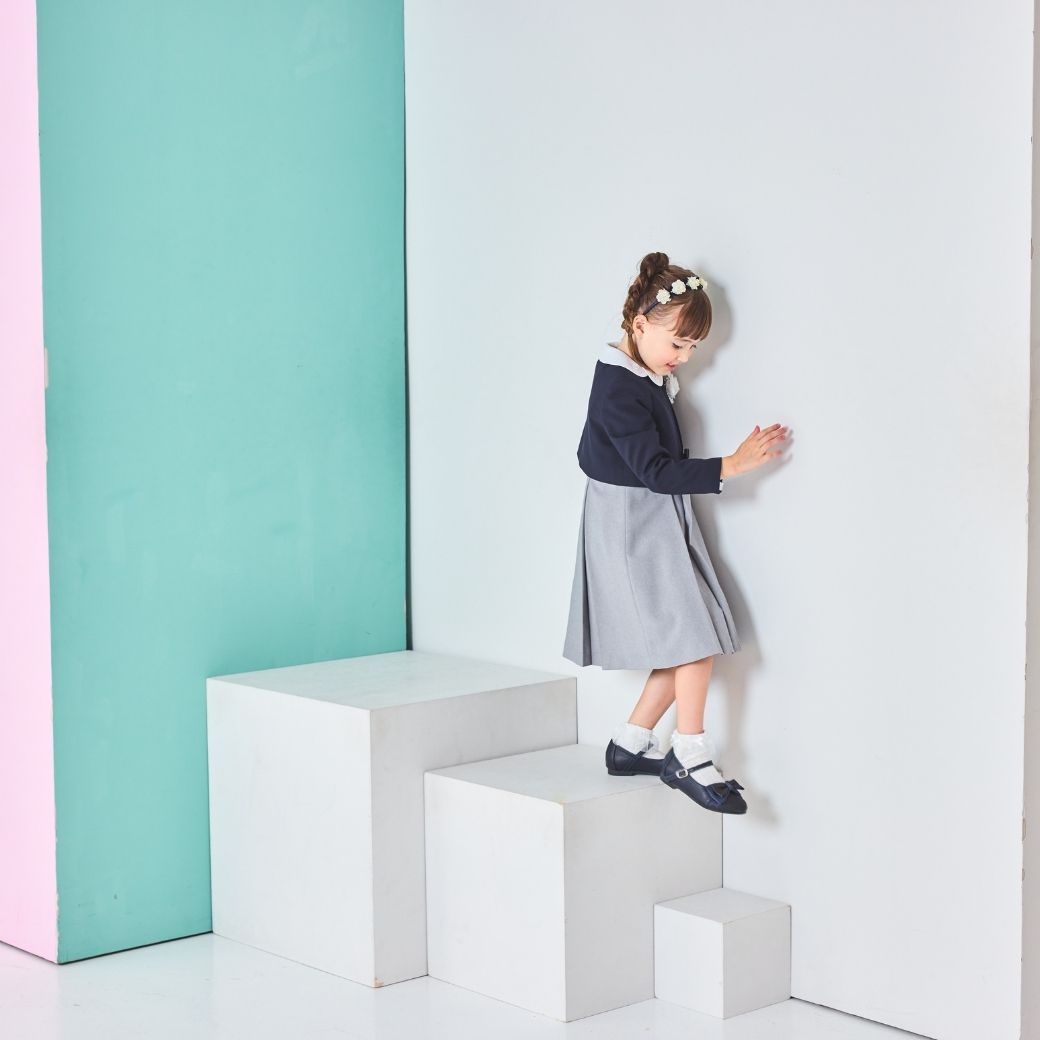 ペタル襟スーツセット 115 120 130 120B 130Bcm (2371-8307) CHOPINblue/ショパン ブルー