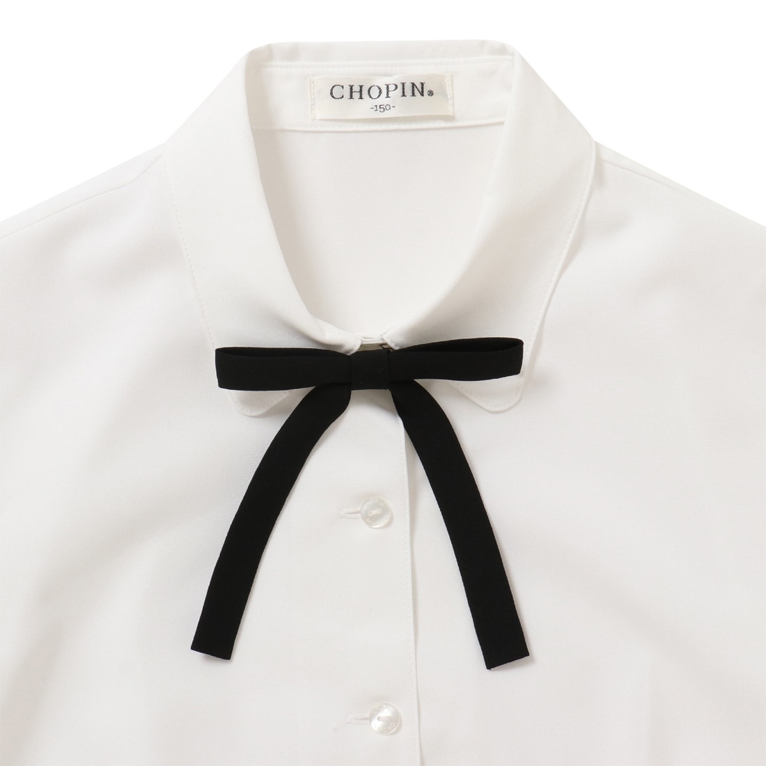 子供 喪服 フォーマル 女の子 リボン付きブラウス 半袖/ジュニア 140 150 160cm(8833-2501)