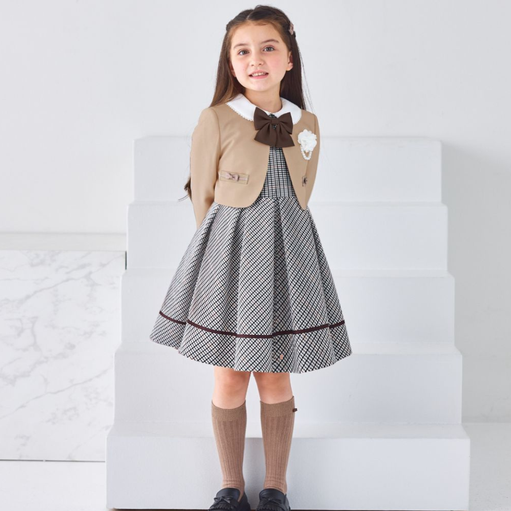 <大人気/新色追加>格子柄アンサンブル 115 120 130cm 120B 130Bcm(8101-9301)