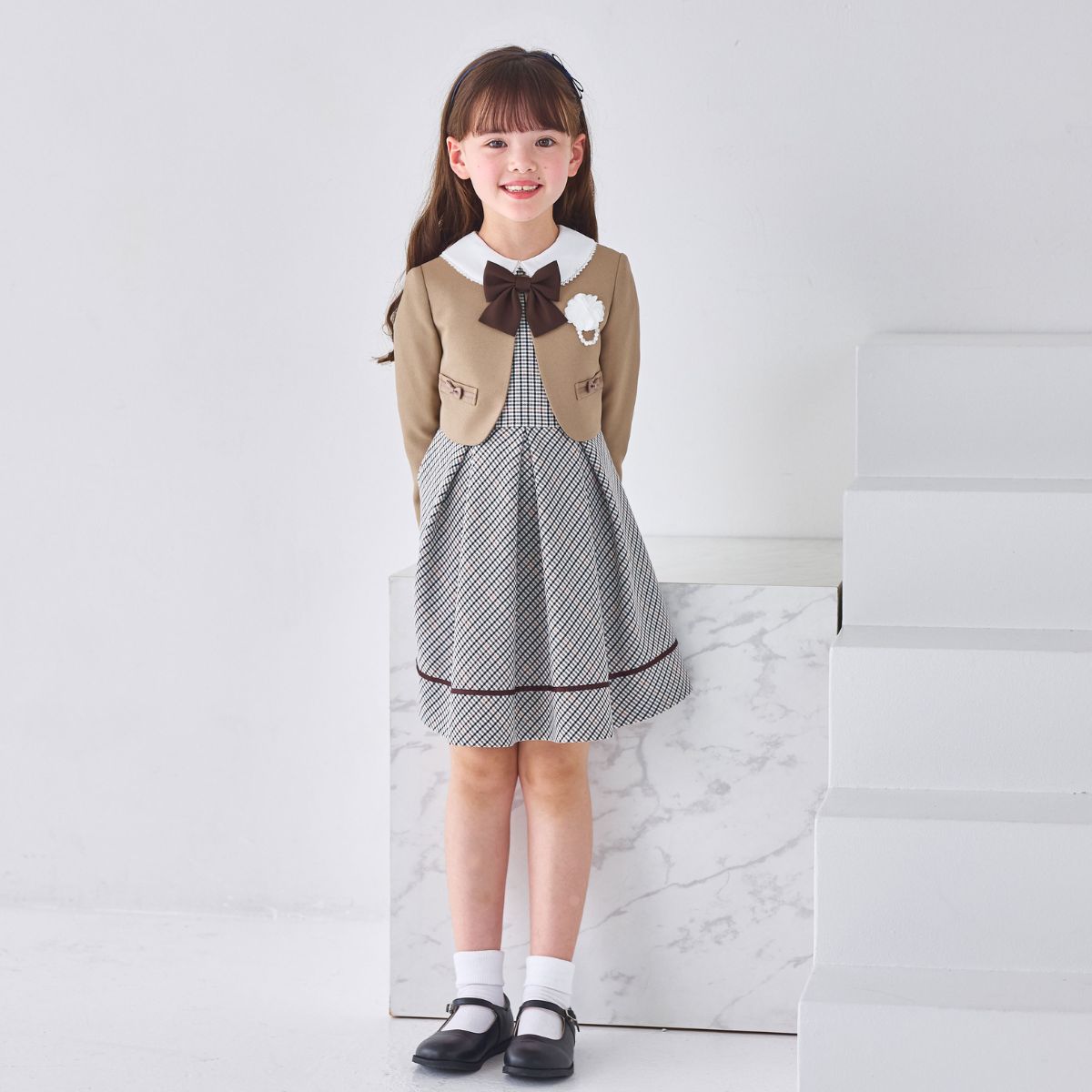 【新色追加】10/17 18時より再入荷!<大人気>格子柄アンサンブル 115 120 130cm 120B 130Bcm(8101-9301)【Tdスーツバックプレゼント】