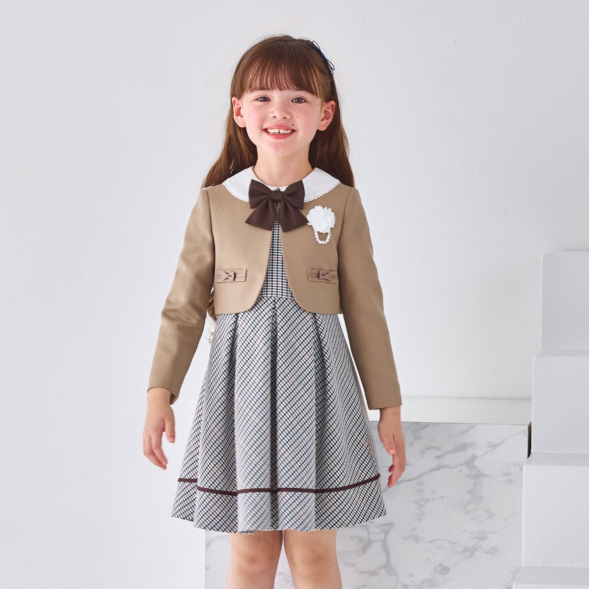 【新色追加】10/17 18時より再入荷!<大人気>格子柄アンサンブル 115 120 130cm 120B 130Bcm(8101-9301)【Tdスーツバックプレゼント】