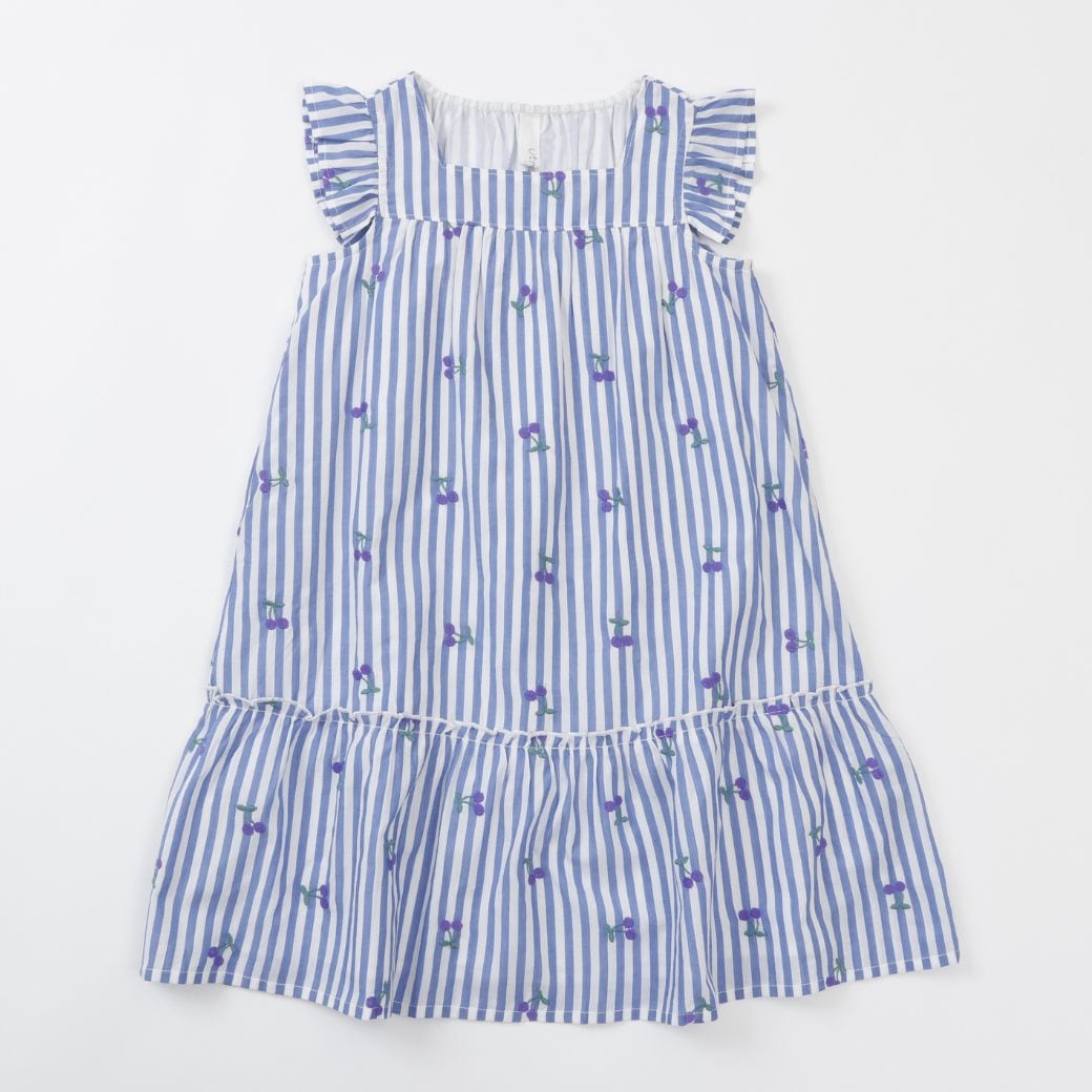 【FINALセール40%OFF】コットンチェリー刺繍ストライプワンピース 110 120 130 140cm (2536-7326) utremi/ユトレミ