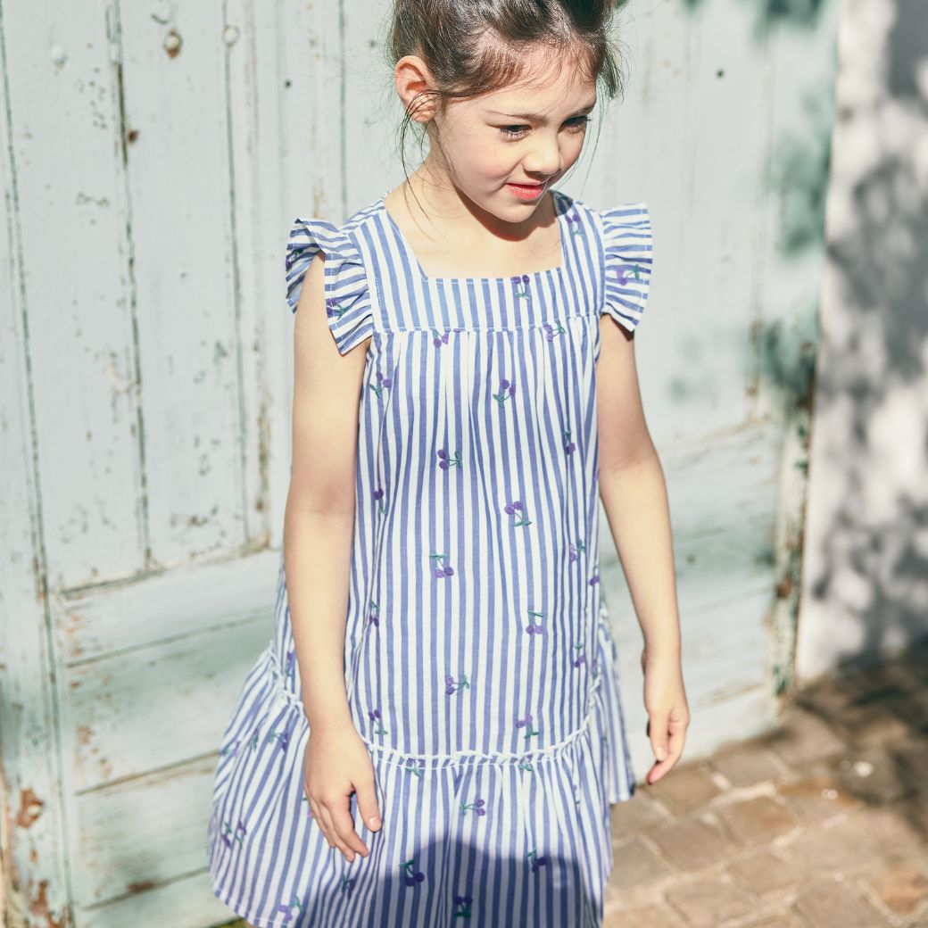 【FINALセール40%OFF】コットンチェリー刺繍ストライプワンピース 110 120 130 140cm (2536-7326) utremi/ユトレミ