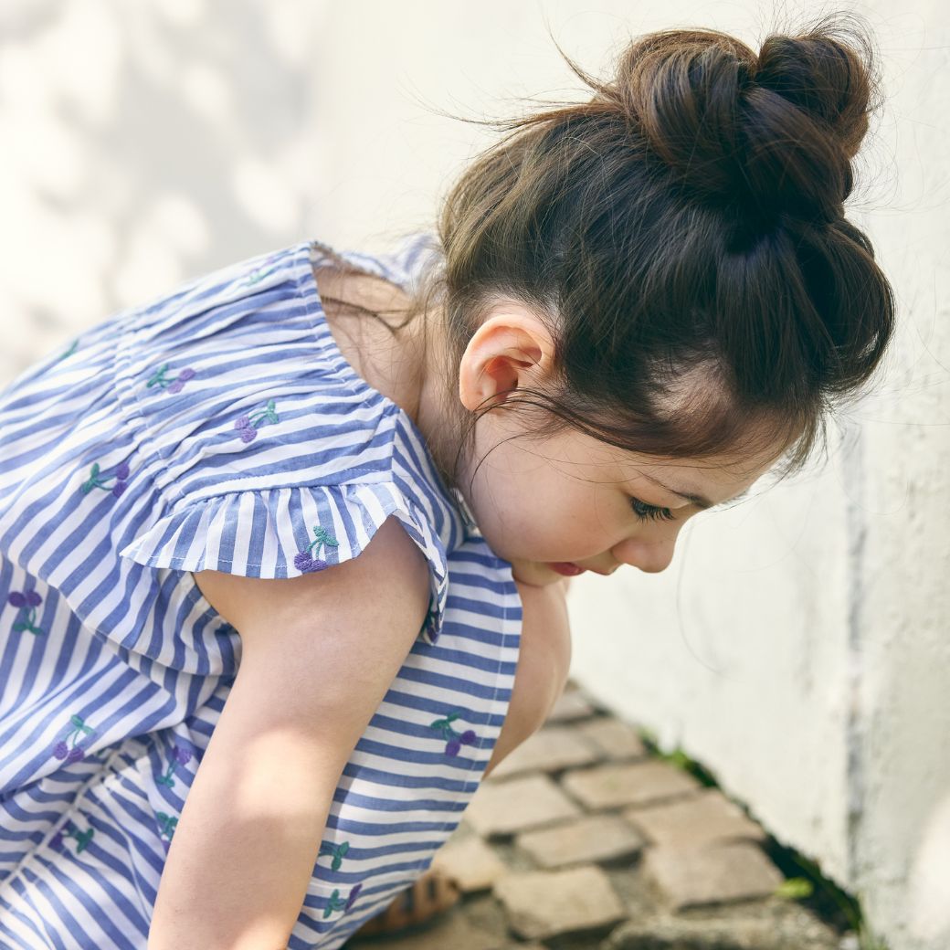 【FINALセール40%OFF】コットンチェリー刺繍ストライプワンピース 110 120 130 140cm (2536-7326) utremi/ユトレミ