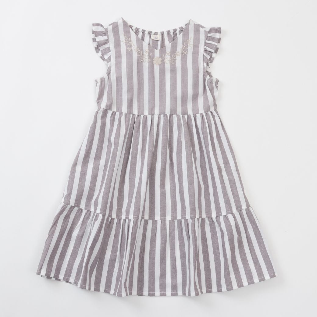 【FINALセール40%OFF】コットンストライプティアードワンピース 110 120 130 140cm (2536-7339) utremi/ユトレミ