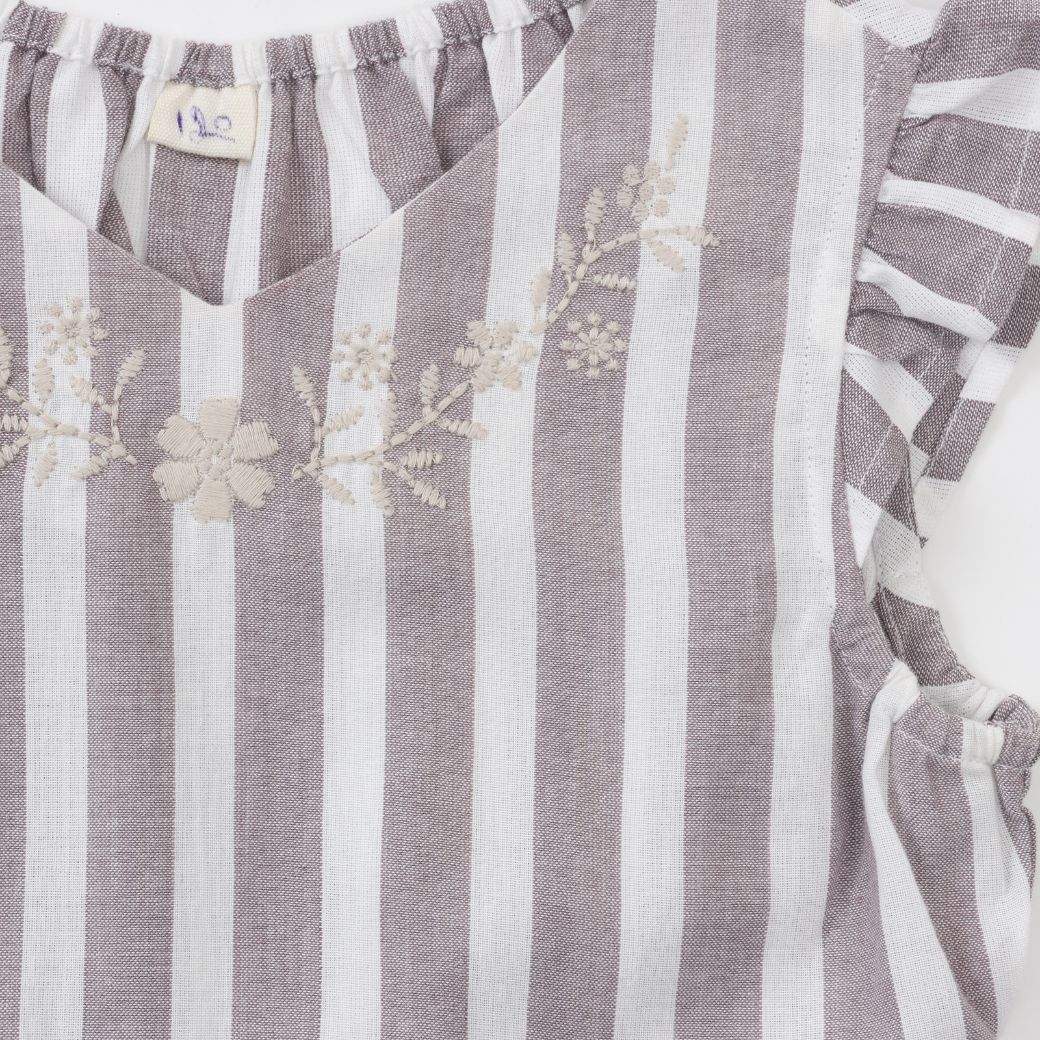 【FINALセール40%OFF】コットンストライプティアードワンピース 110 120 130 140cm (2536-7339) utremi/ユトレミ