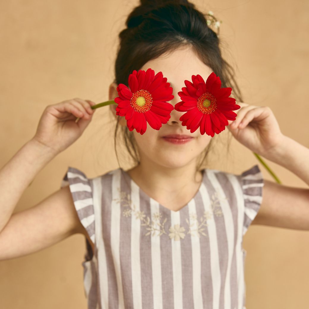 【FINALセール40%OFF】コットンストライプティアードワンピース 110 120 130 140cm (2536-7339) utremi/ユトレミ