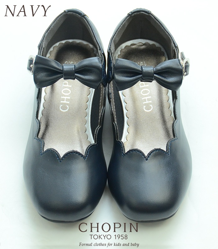 リボン付きスカラップシューズ 17 18 19 20 21cm (8090-0015)