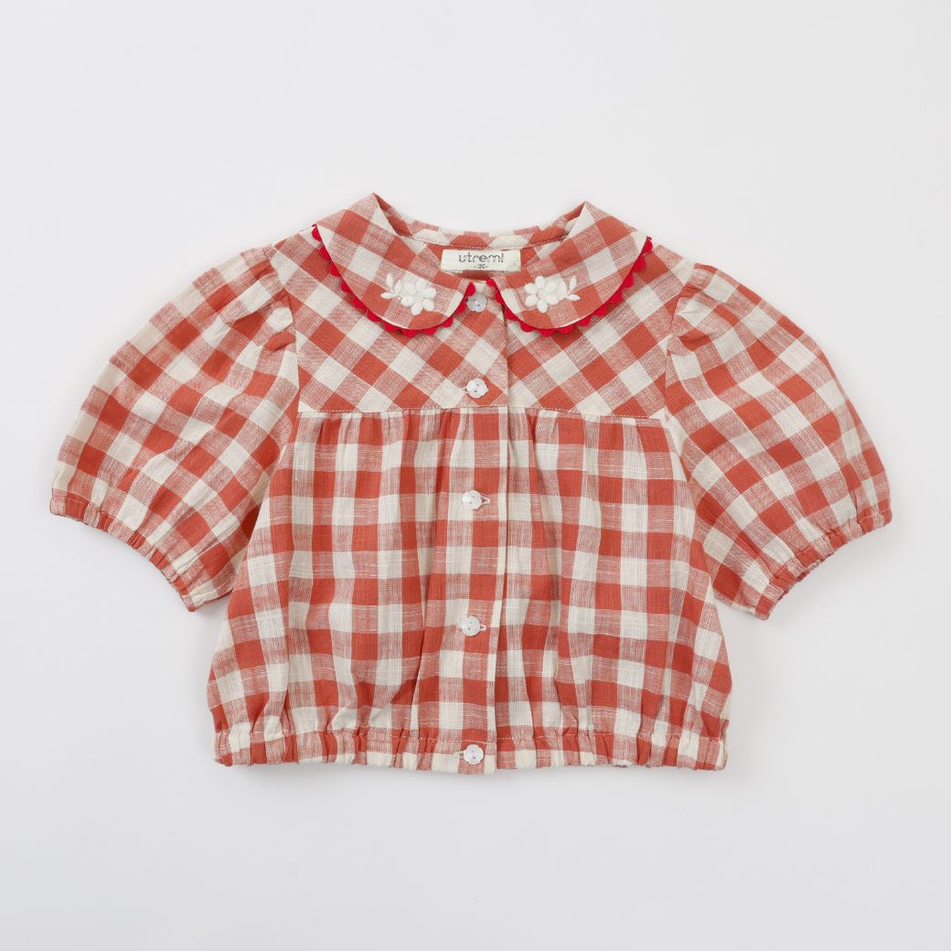 【FINALセール40%OFF】BIGスラブチェックブラウス 110 120 130 140cm (2533-7328) utremi/ユトレミ