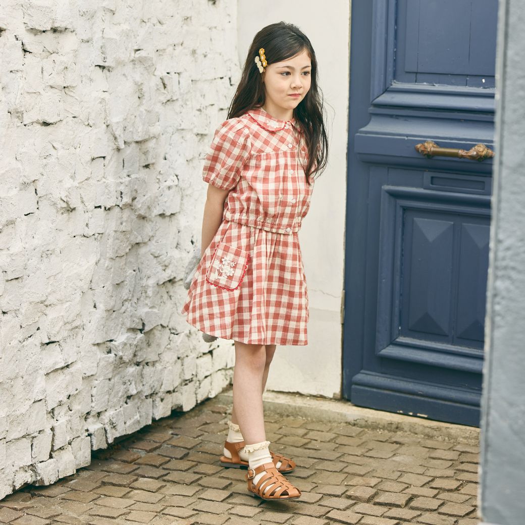 【FINALセール40%OFF】BIGスラブチェックブラウス 110 120 130 140cm (2533-7328) utremi/ユトレミ