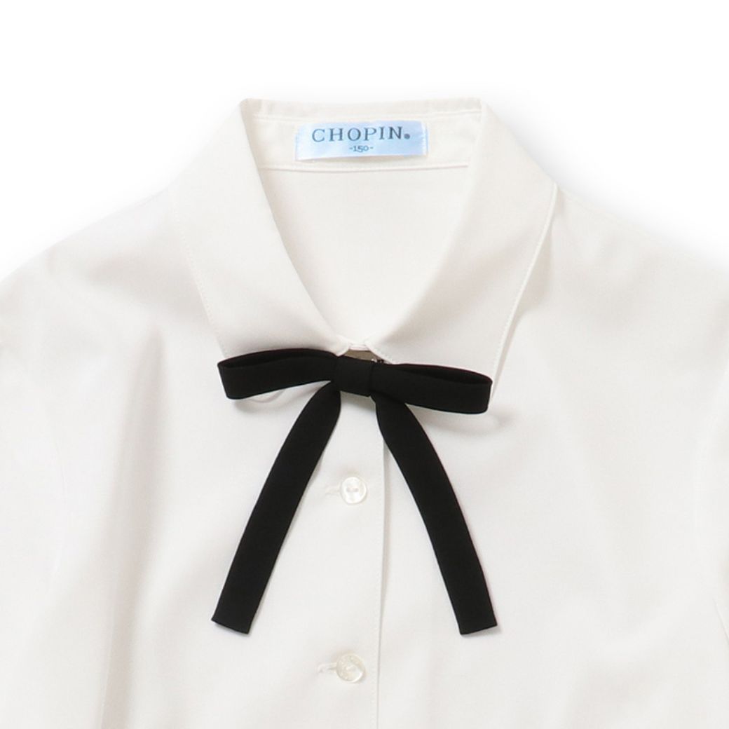 【リニューアル再入荷】中学受験 子供服 女の子 喪服 フォーマル リボン付きブラウス 半袖 長袖/ジュニア 140 150 160 170cm (2393-2500-8893-2504)