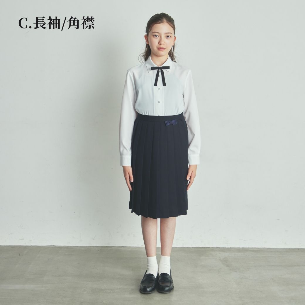 【リニューアル再入荷】中学受験 子供服 女の子 喪服 フォーマル リボン付きブラウス 半袖 長袖/ジュニア 140 150 160 170cm (2393-2500-8893-2504)