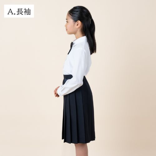 【リニューアル再入荷】中学受験 子供服 女の子 喪服 フォーマル リボン付きブラウス 半袖 長袖/ジュニア 140 150 160 170cm (2393-2500-8893-2504)