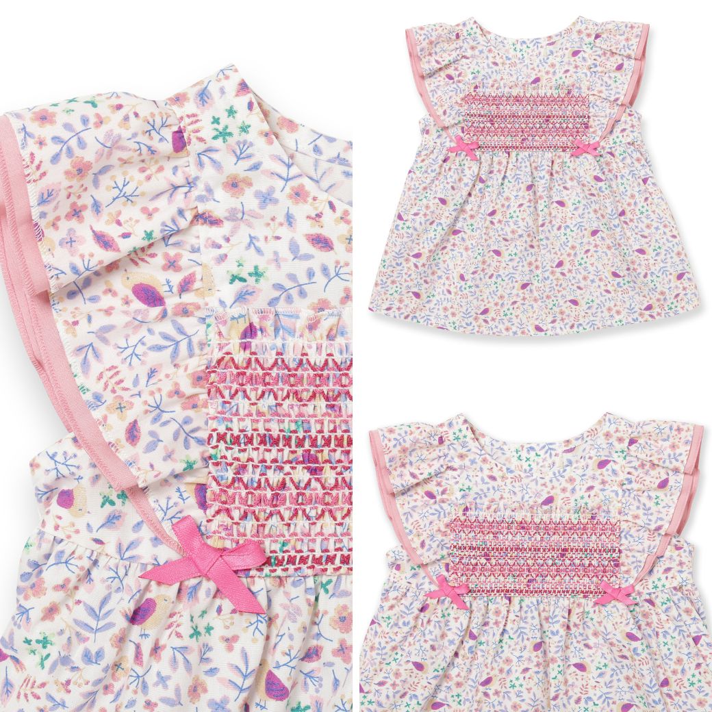 【セール50%OFF】小花柄スモッキングチュニック×ブルマー上下セット 80 90cm (8331-7103) CHOPIN/ショパン