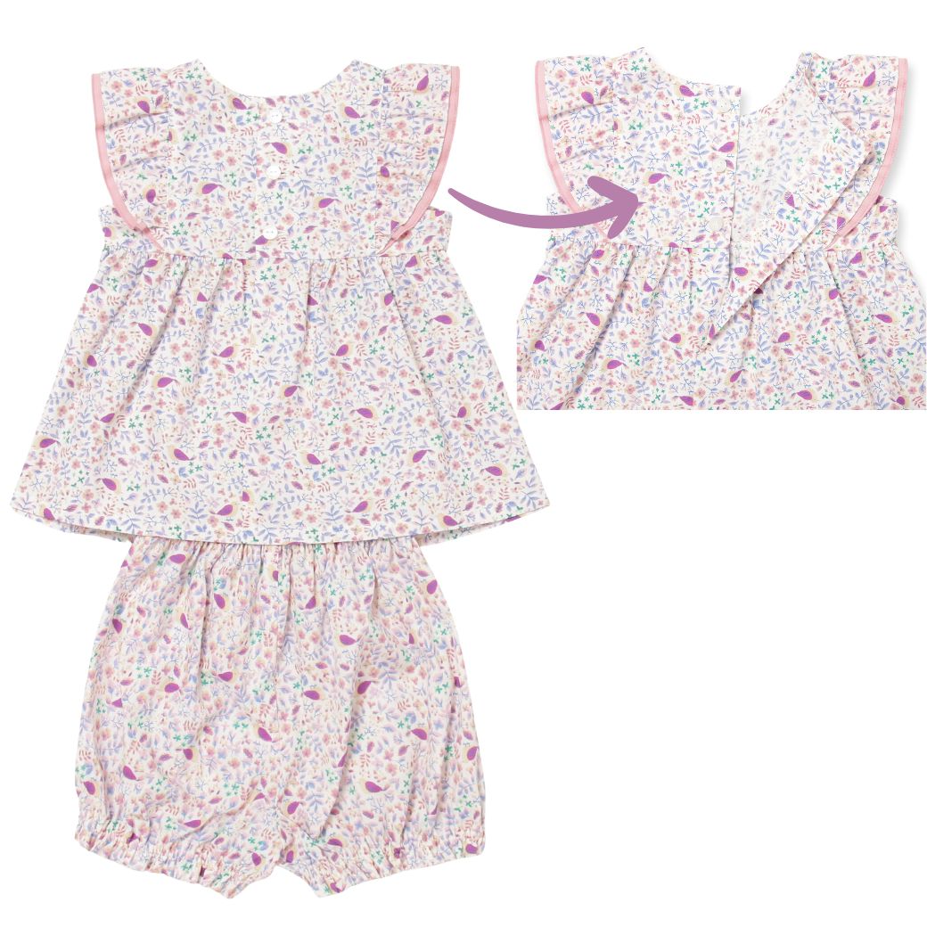 【セール50%OFF】小花柄スモッキングチュニック×ブルマー上下セット 80 90cm (8331-7103) CHOPIN/ショパン