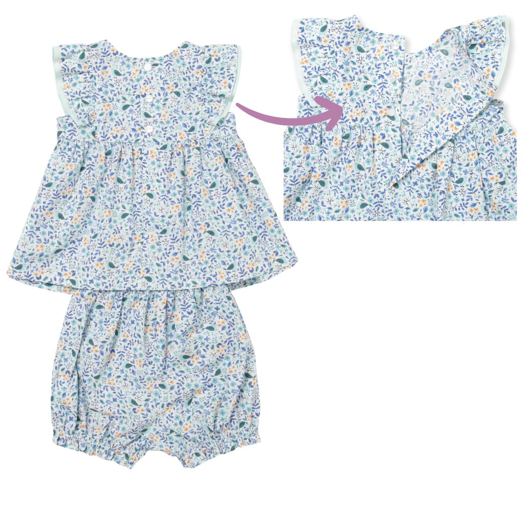 【セール50%OFF】小花柄スモッキングチュニック×ブルマー上下セット 80 90cm (8331-7103) CHOPIN/ショパン