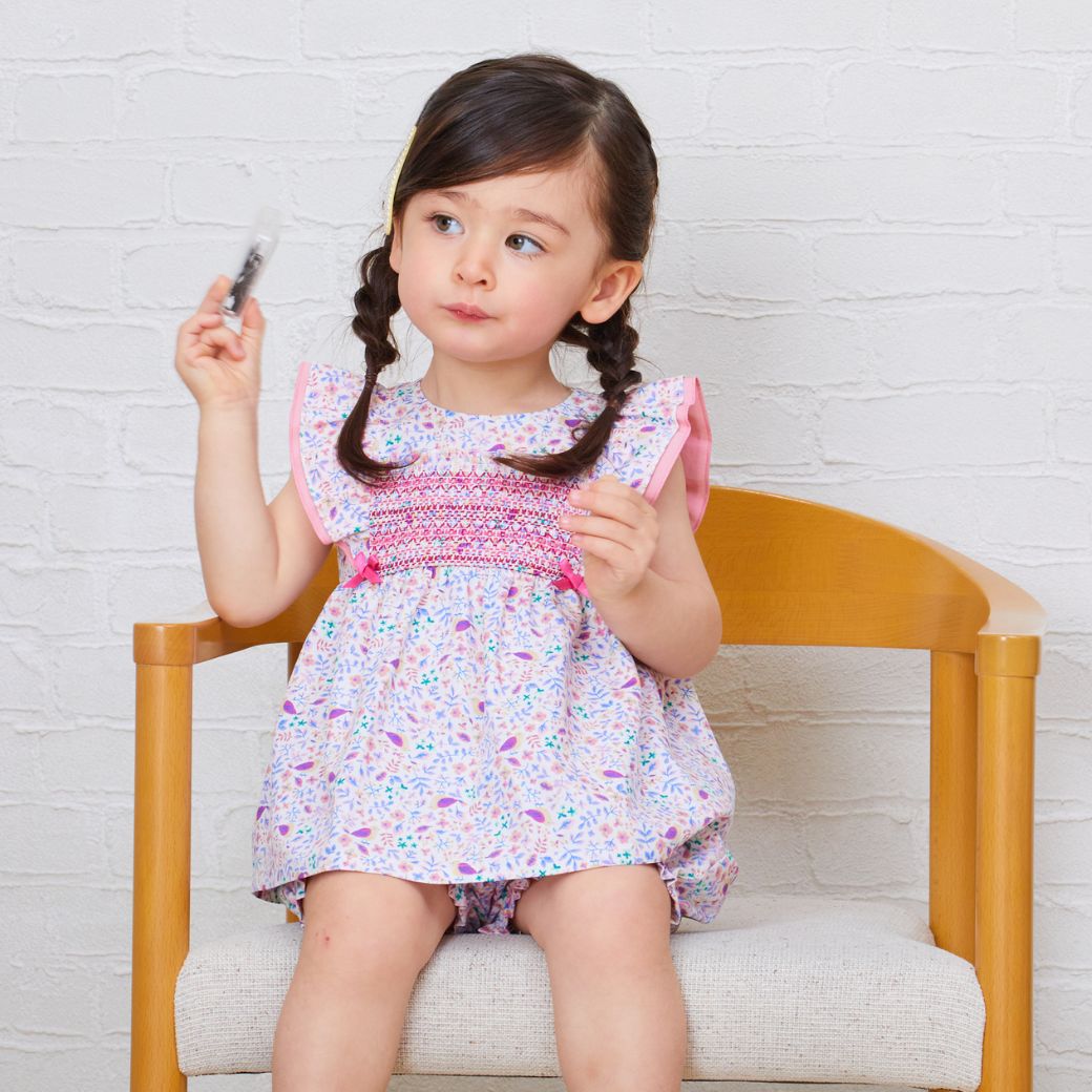 【セール50%OFF】小花柄スモッキングチュニック×ブルマー上下セット 80 90cm (8331-7103) CHOPIN/ショパン