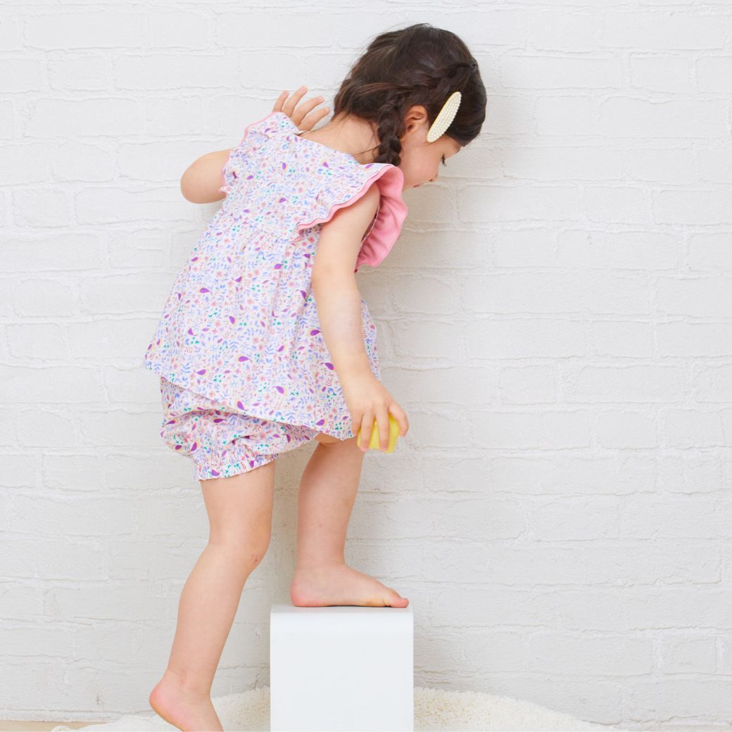 【セール50%OFF】小花柄スモッキングチュニック×ブルマー上下セット 80 90cm (8331-7103) CHOPIN/ショパン