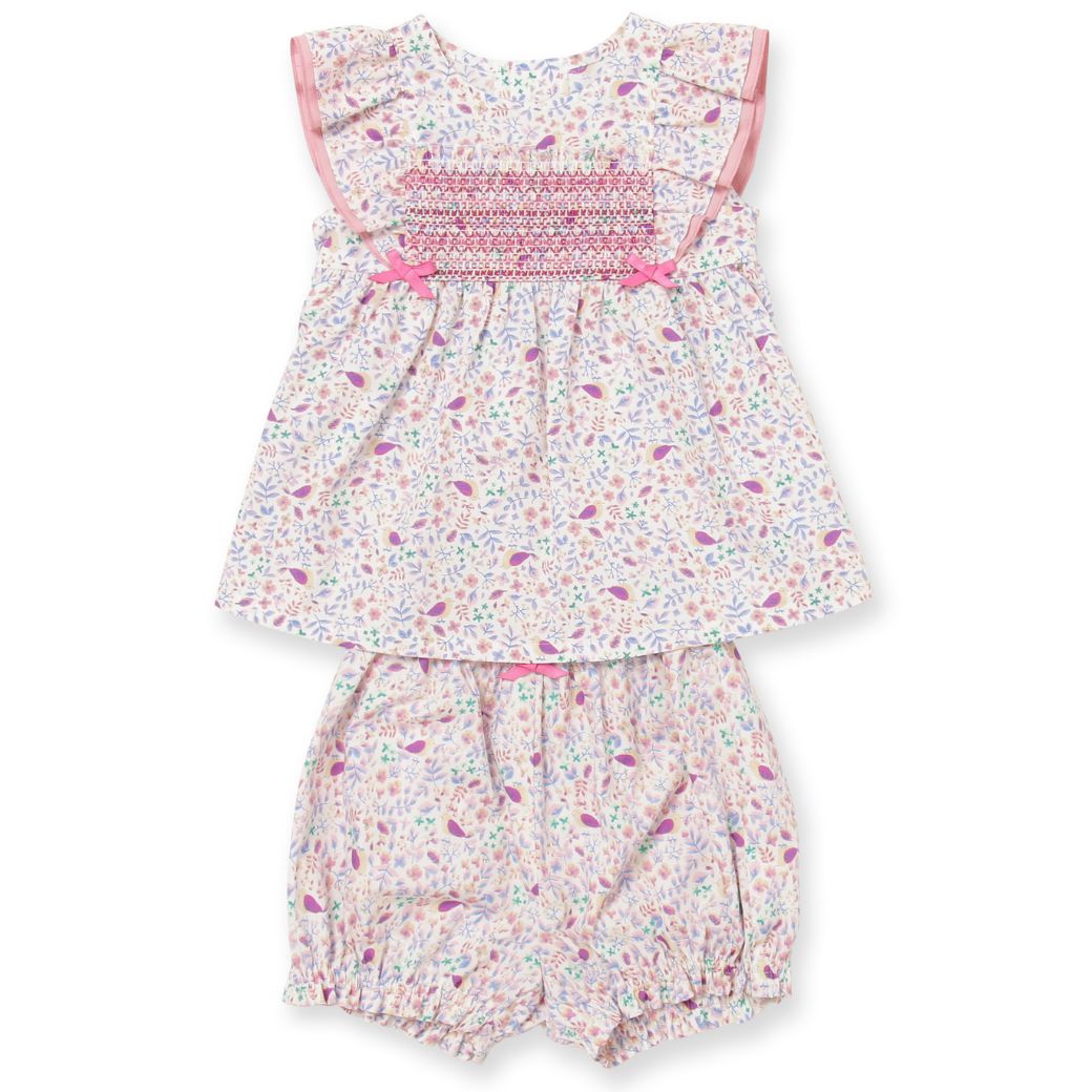 【セール50%OFF】小花柄スモッキングチュニック×ブルマー上下セット 80 90cm (8331-7103) CHOPIN/ショパン