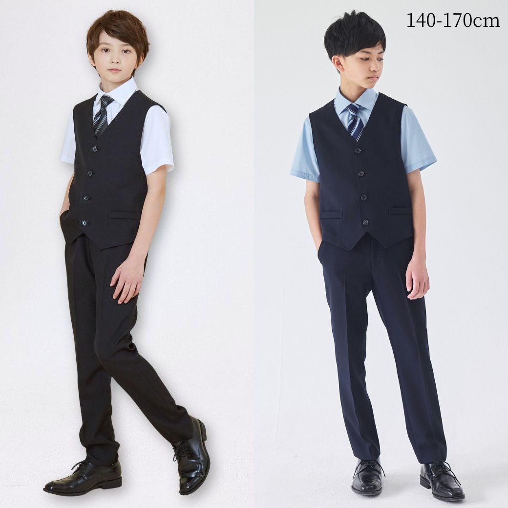 【WEB限定】半袖ベストスーツ 140 150 160 170cm (2431-5606) CHOPINblue/ショパンブルー