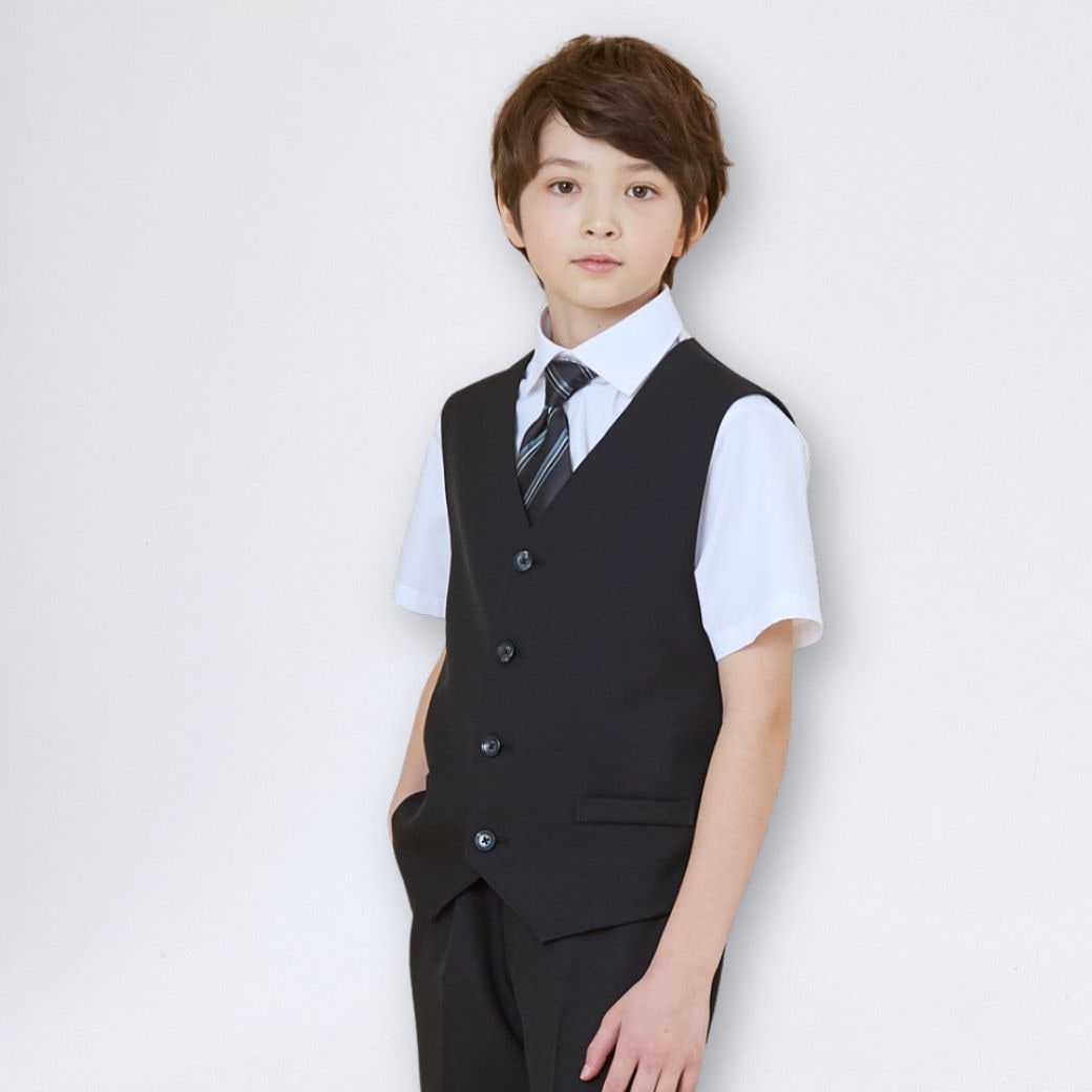 【WEB限定】半袖ベストスーツ 140 150 160 170cm (2431-5606) CHOPINblue/ショパンブルー