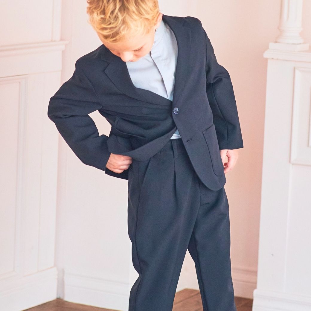 ショパン　入学式　男の子 120 ストレッチスーツ　ネイビー　シャツセット WEB限定】ストレッチスーツセット 110 120 130cm (2471-5453