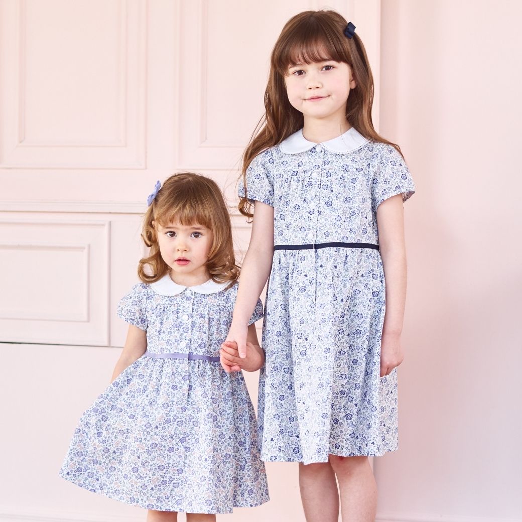 小花プリントワンピース 80 90 100 110 120 130 140cm (2536-7101/2536-7301) CHOPINblue/ショパンブルー