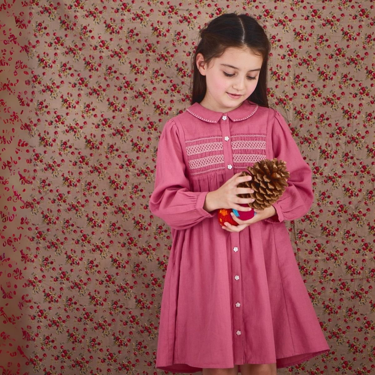 コットン100%スモッキングワンピース 110 120 130 140 (2576-7324) utremi/ユトレミ