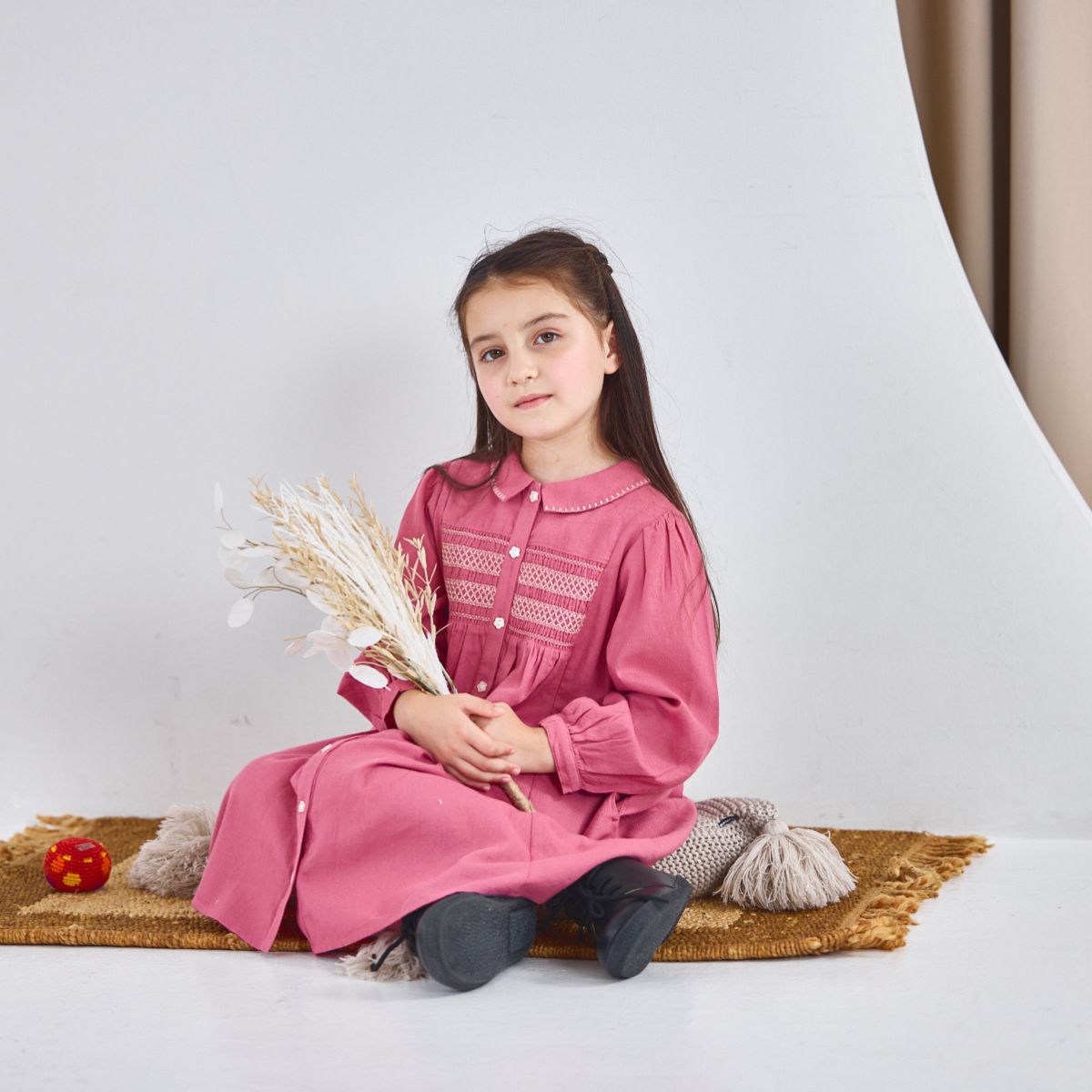 コットン100%スモッキングワンピース 110 120 130 140 (2576-7324) utremi/ユトレミ